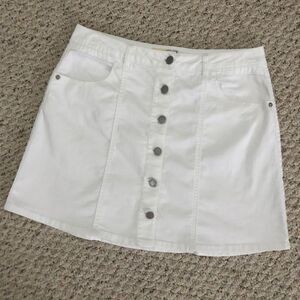 Jolt White Denim A-Line Button Closure Cotton Spandex Mini Skirt Size 9